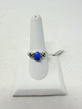 Shop LC Blue Ceruleite Stainless Steel Size 9 Ring TGW 1.00 cts. 5547